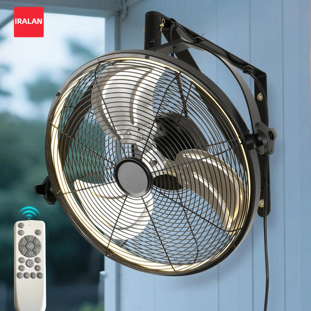 Large Fan 20-Inch Ceiling Lamp Fan Industrial Commercial Use Electric Fan Black Wall Fan Strong Wind House Metal Mounted Fan