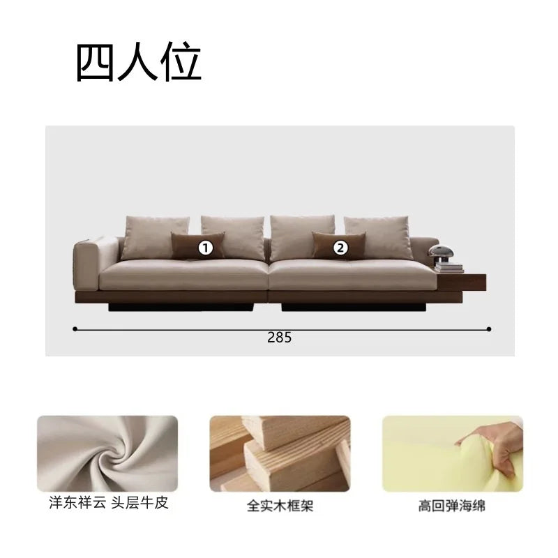 Connelly Leather Italian Minimalist Sofa