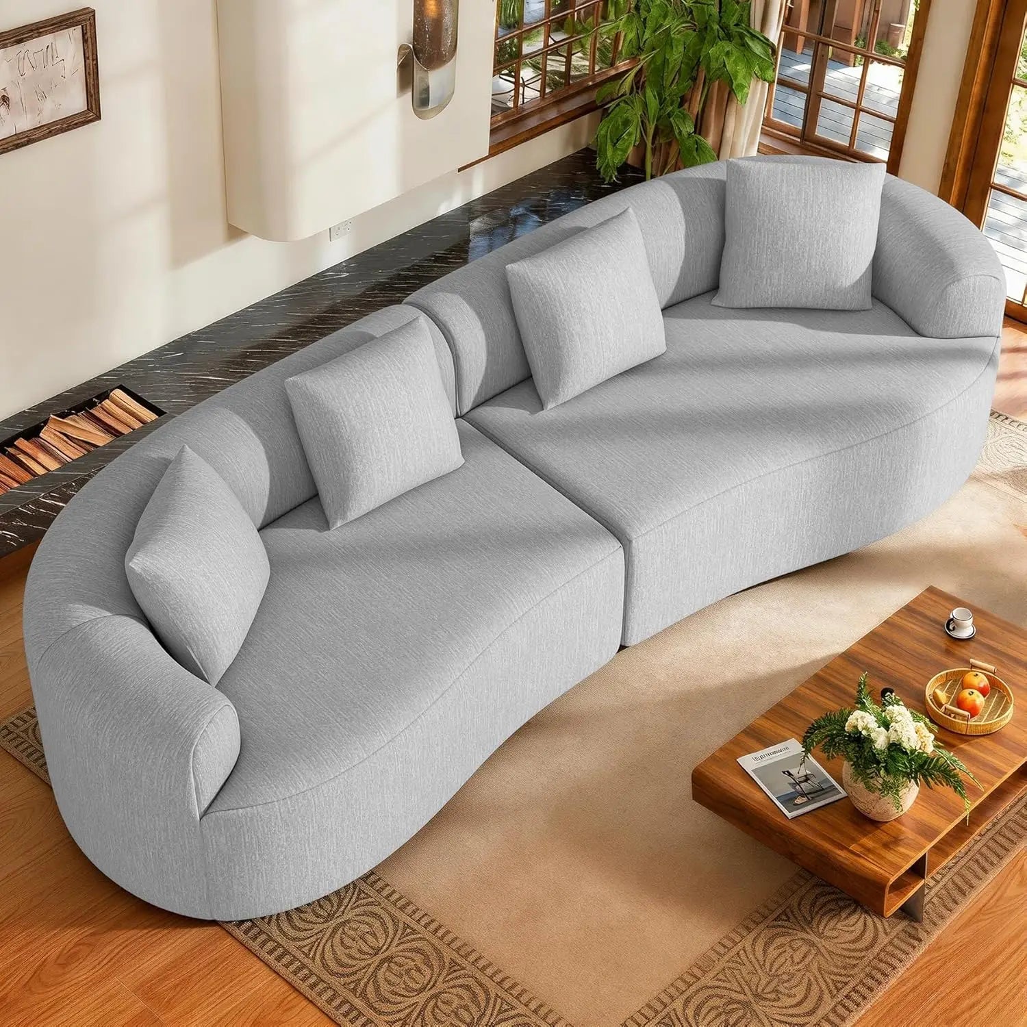 110” Modern Curved Sofa, Oversized, Couch