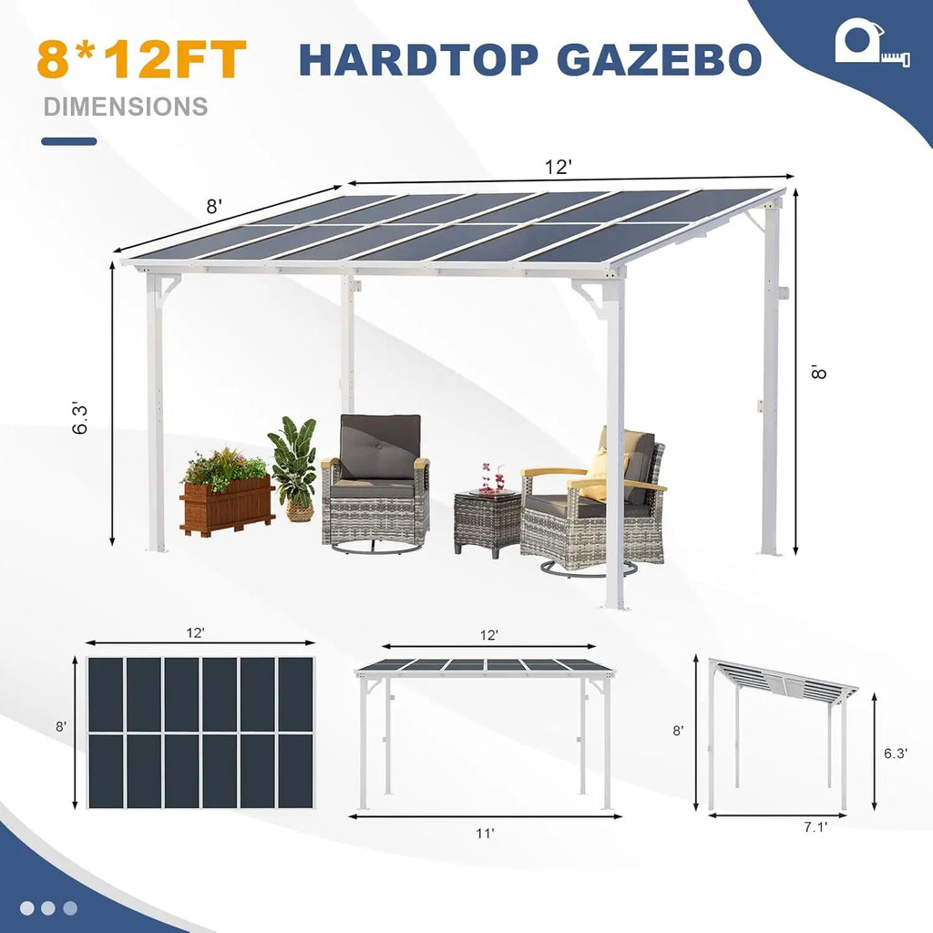 Wall Mounted sloped Lean to Metal Awning