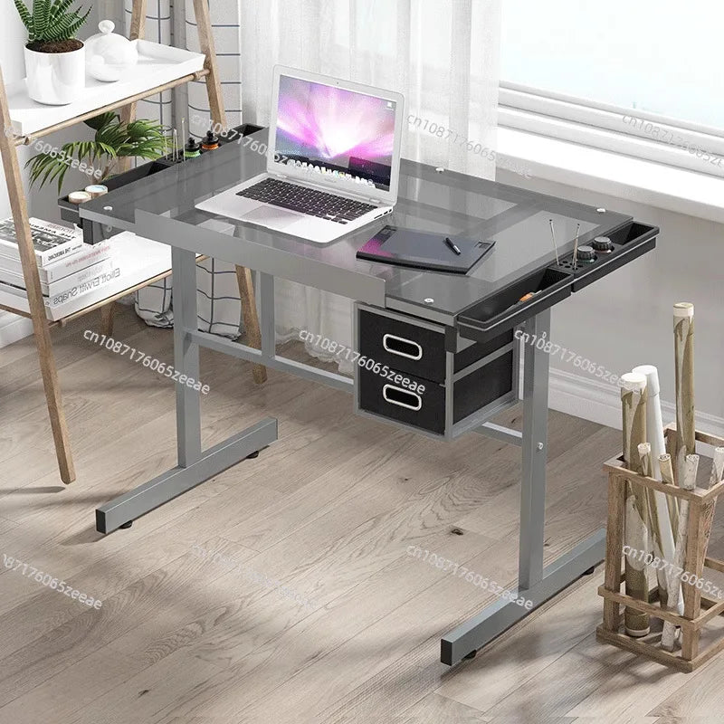 Glass Drawing Table Artist's Desk for Painting, Calligraphy, and Designer Workstation