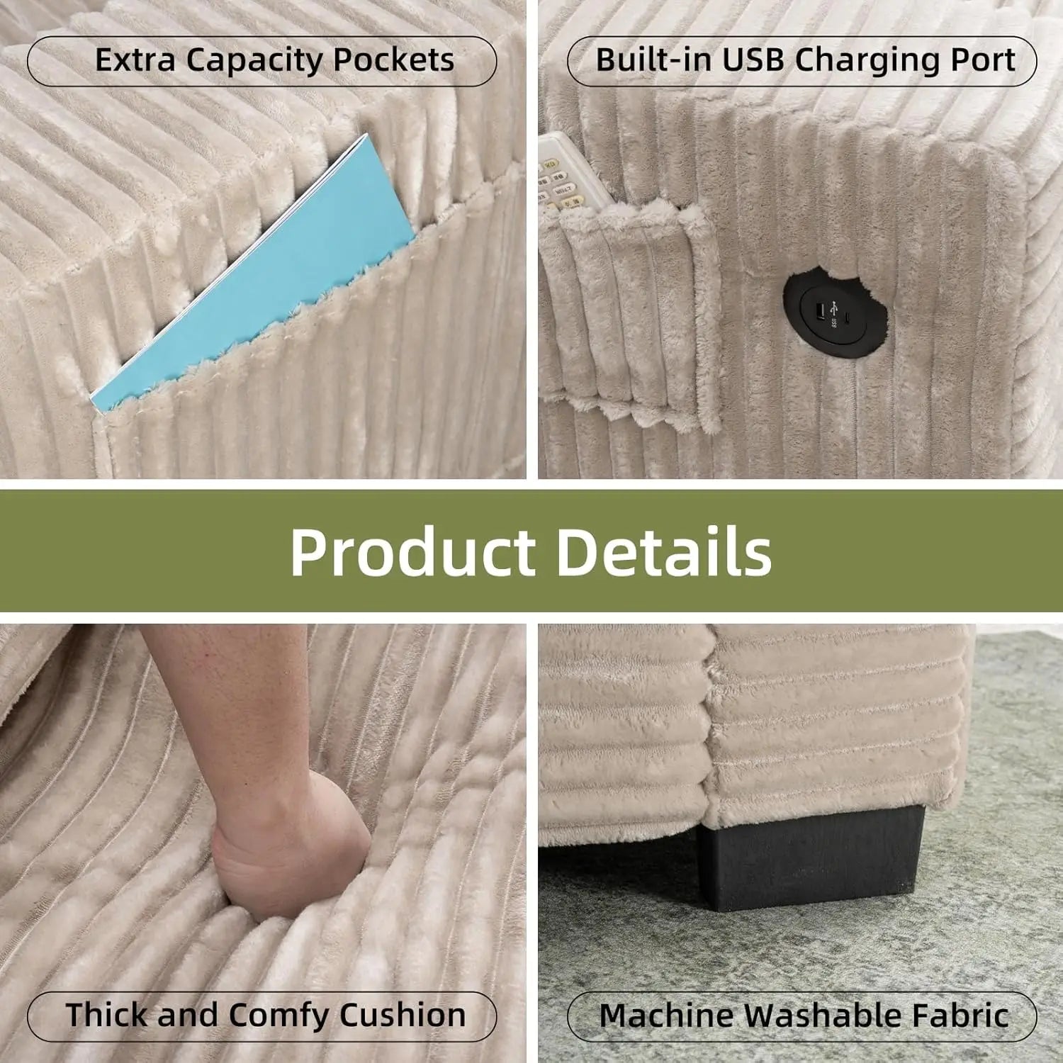Oversized Accent Chair USB Charger