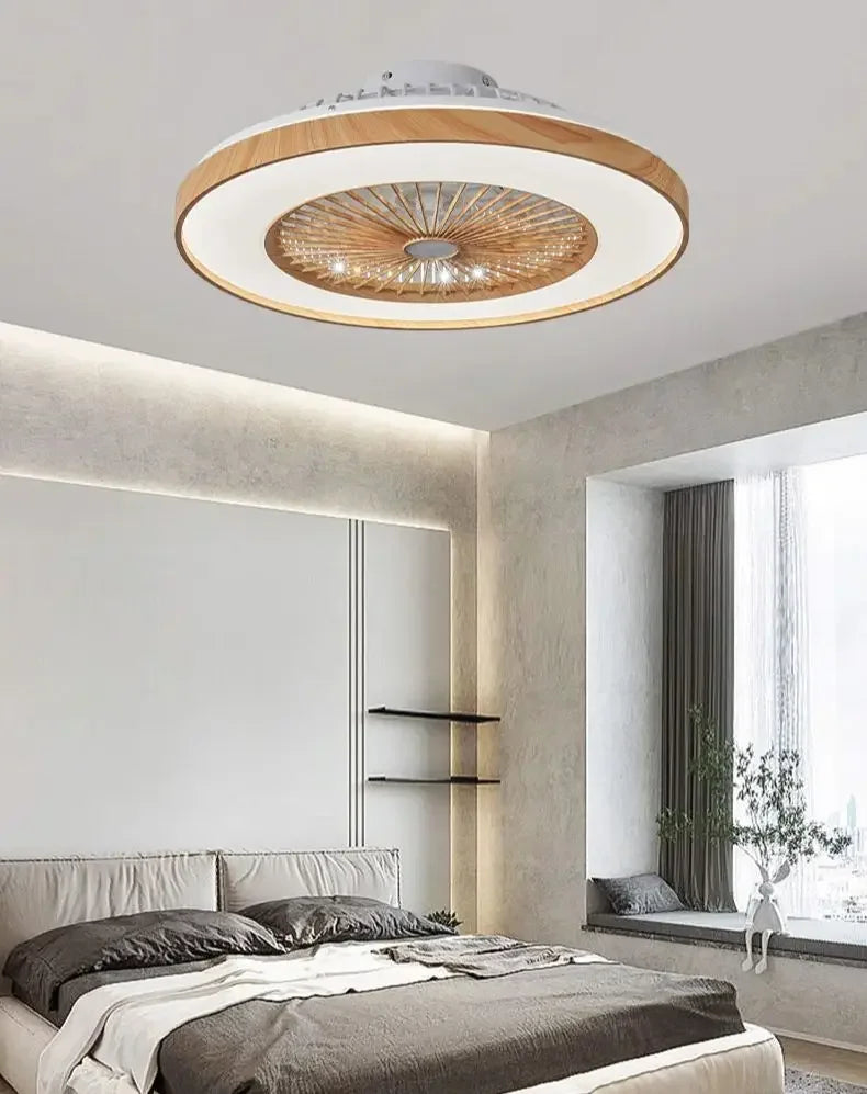 Wood grain Ceiling electric fan light