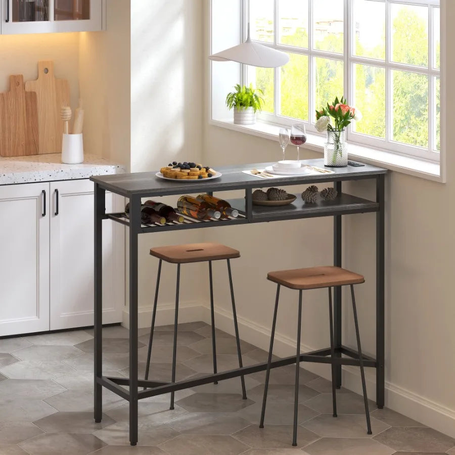 Counter Height Bar Table with Charging Station