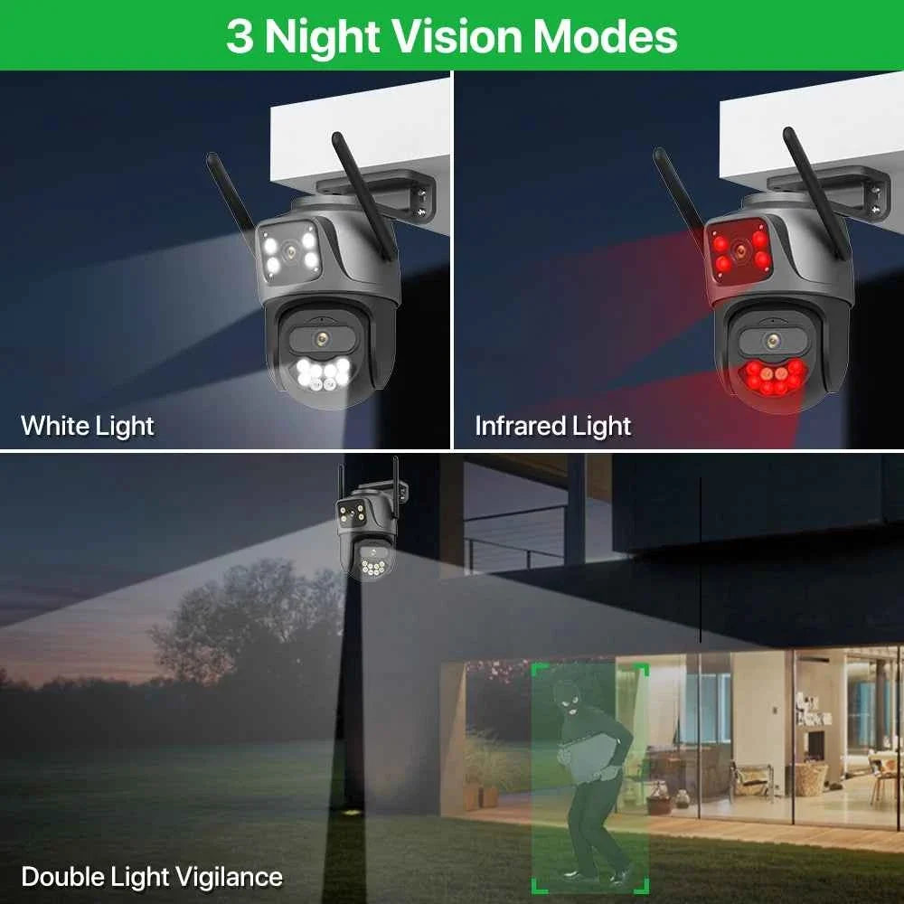 External Wifi PTZ Camera Dual Lens 4K 8MP HD Outdoor IP Camera 4MP Auto Tracking