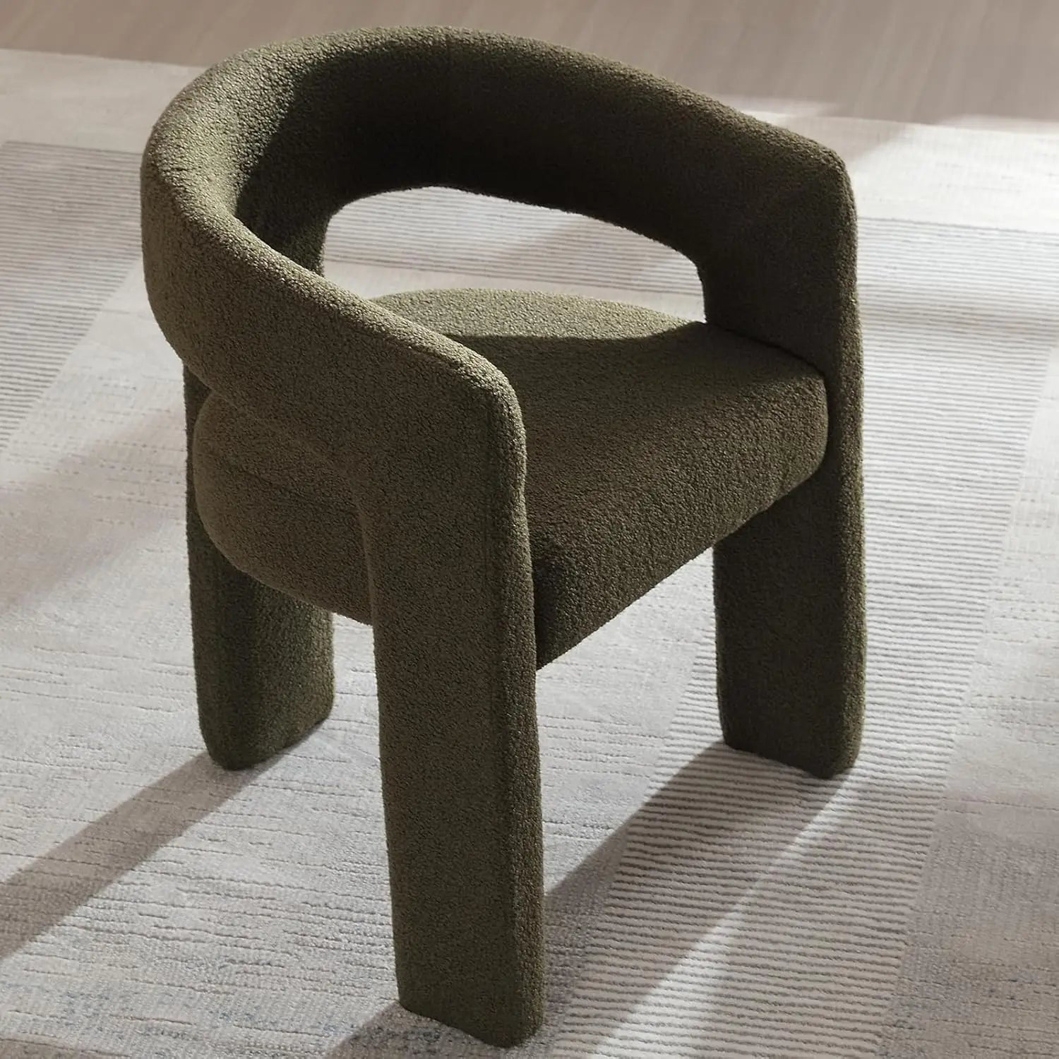 Upholstered Barrel Dining Chair Faux Leather