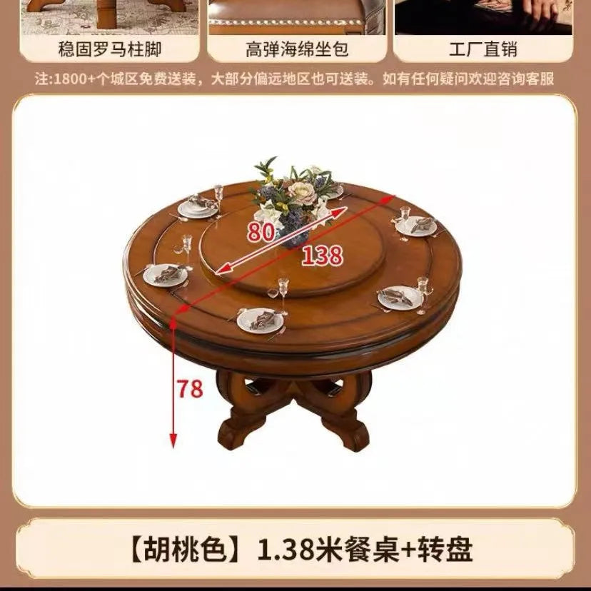 American all-solid wood dining table and chair combination
