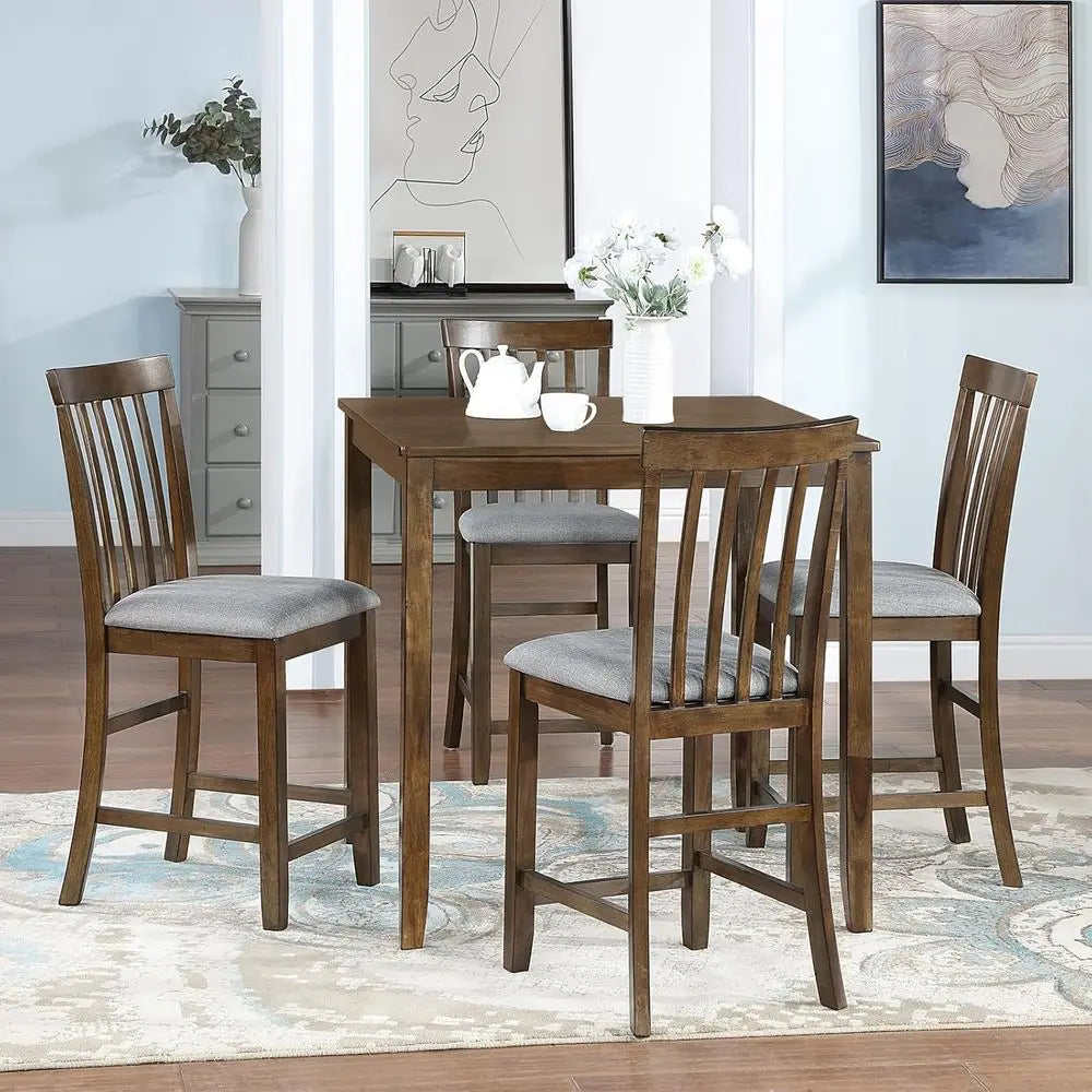 Walnut Square Counter Height Dining Table for 4
