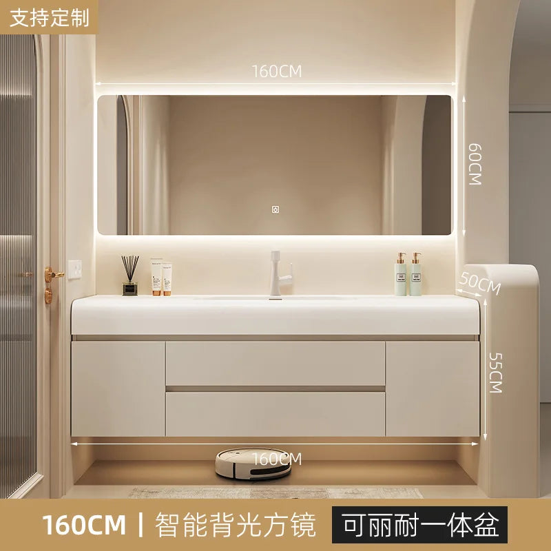 Luxury Cabinet White Rock Integrated Washbasin