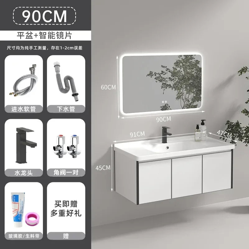 Modern Floating Bathroom Vanity with Sink, 3 Soft-Close Drawers