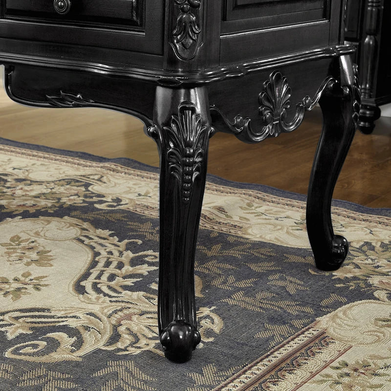 French retro black solid wood European boss office desk