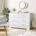 Furniture 6 Drawer Dresser, Modern White Wide Chest of Drawers with Metal Handels