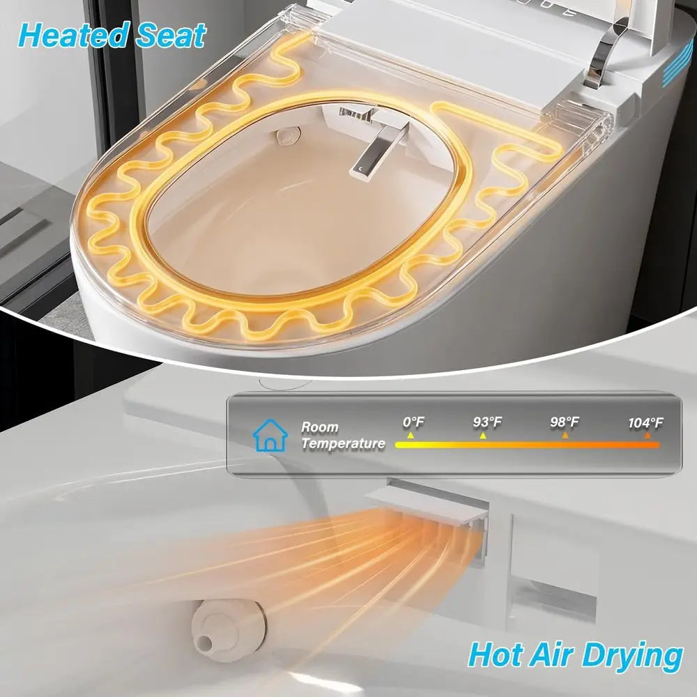 Smart Toilet with Bidet Built-in, Auto Open/Close Lid, Auto Power 1000g MaP lush, 1.28 GP, Elongated Toilet with Warm Water & Wa