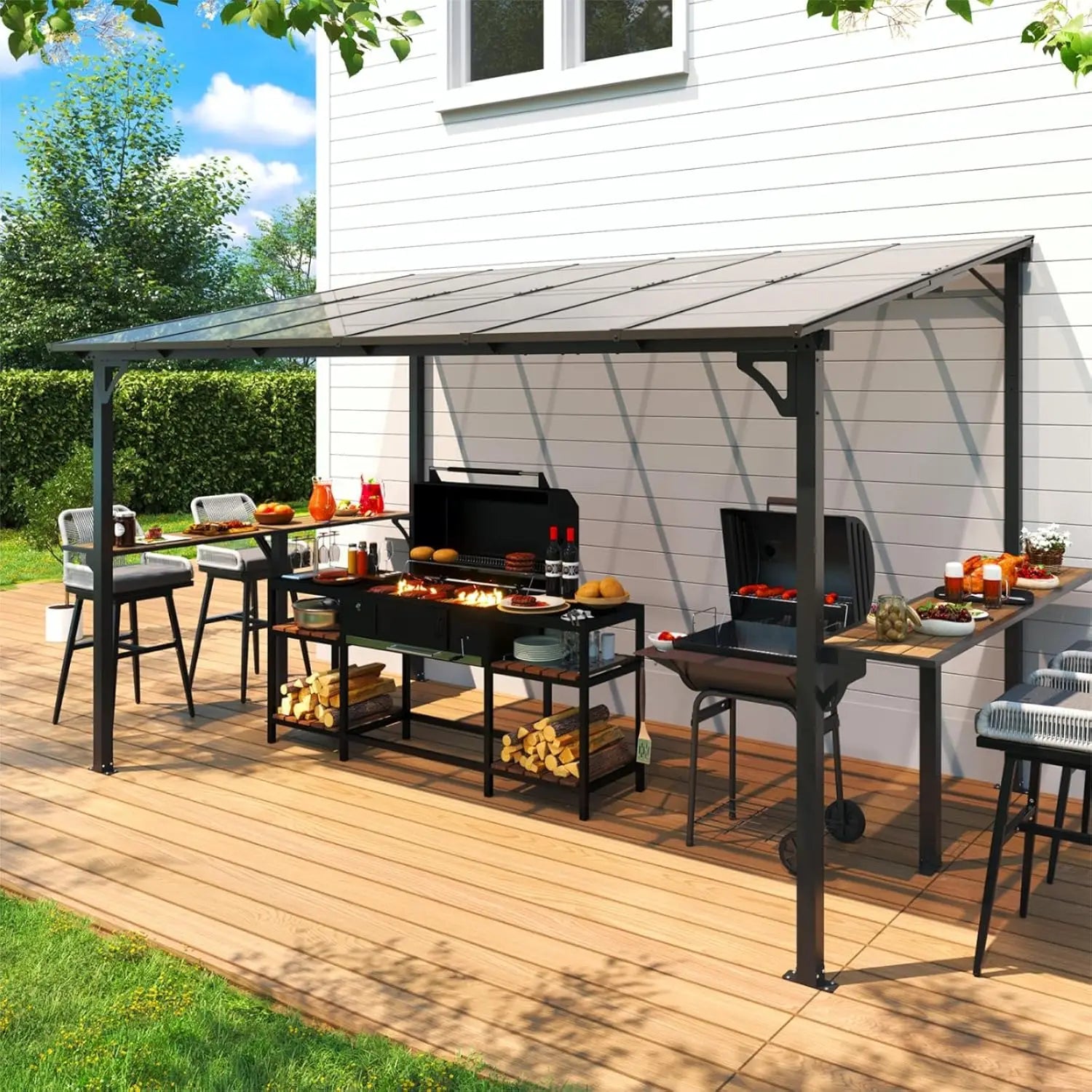 Wall Mounted sloped Lean to Metal Awning