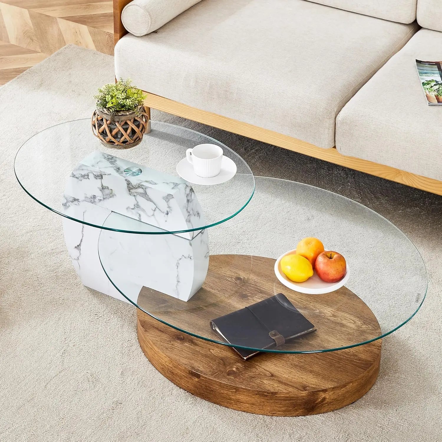 Glass 3 Tier Round Coffee Table
