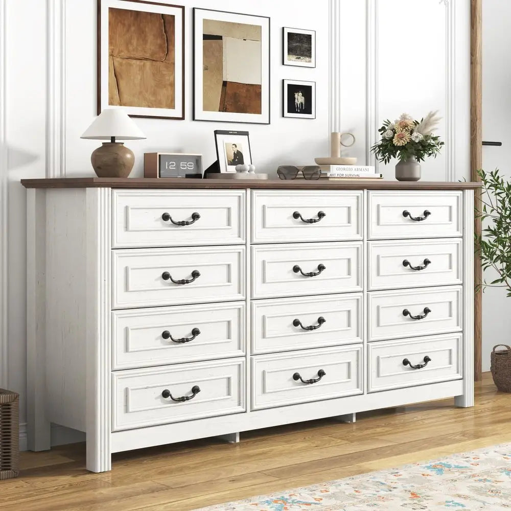 Farmhouse 12 Drawer Dresser for Bedroom,
