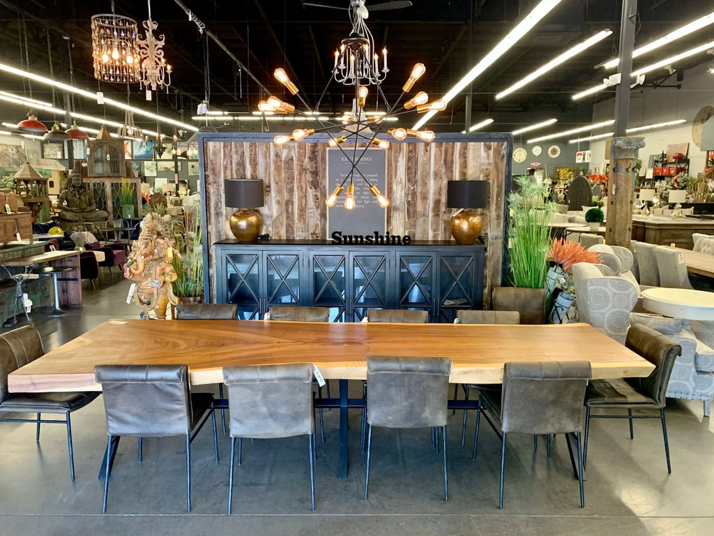Large Solid Walnut Wood Slab Dining Table