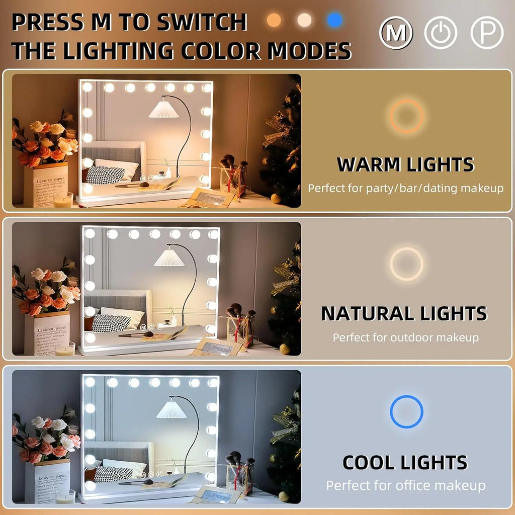 Large Vanity Mirror with Lights for Desk,