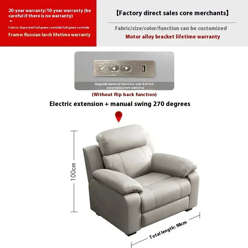 Genuine Leather Electric Italian Recliner Sofa Loveseat