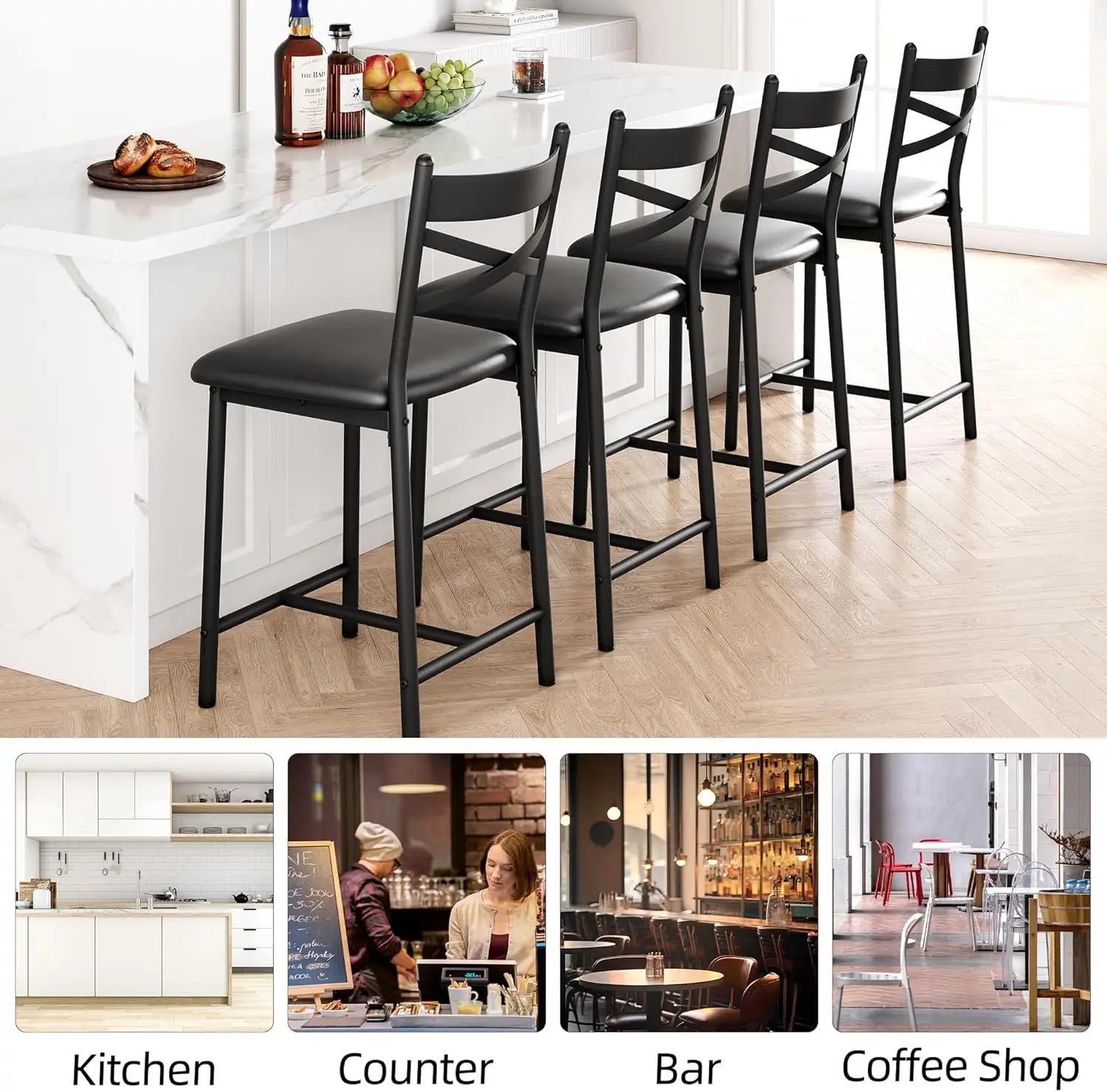 26 Inch Bar Stools Set of 4, Counter Height