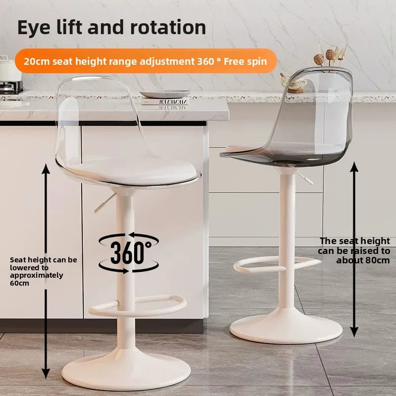 Adjustable Swivel Bar Stool Gas Lift High Back Leather