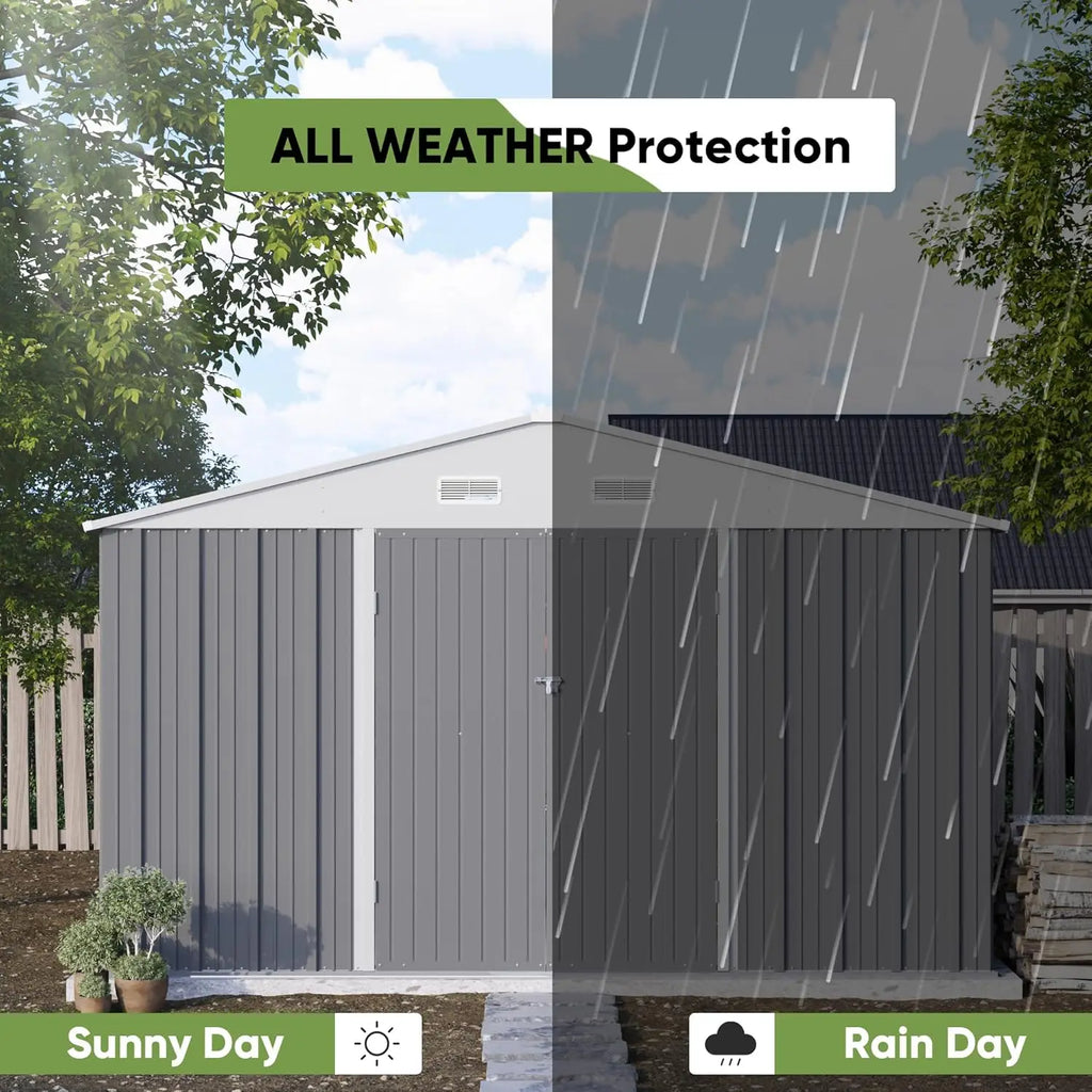 10x10ft Metal Outdoor Storage Shed Lockable