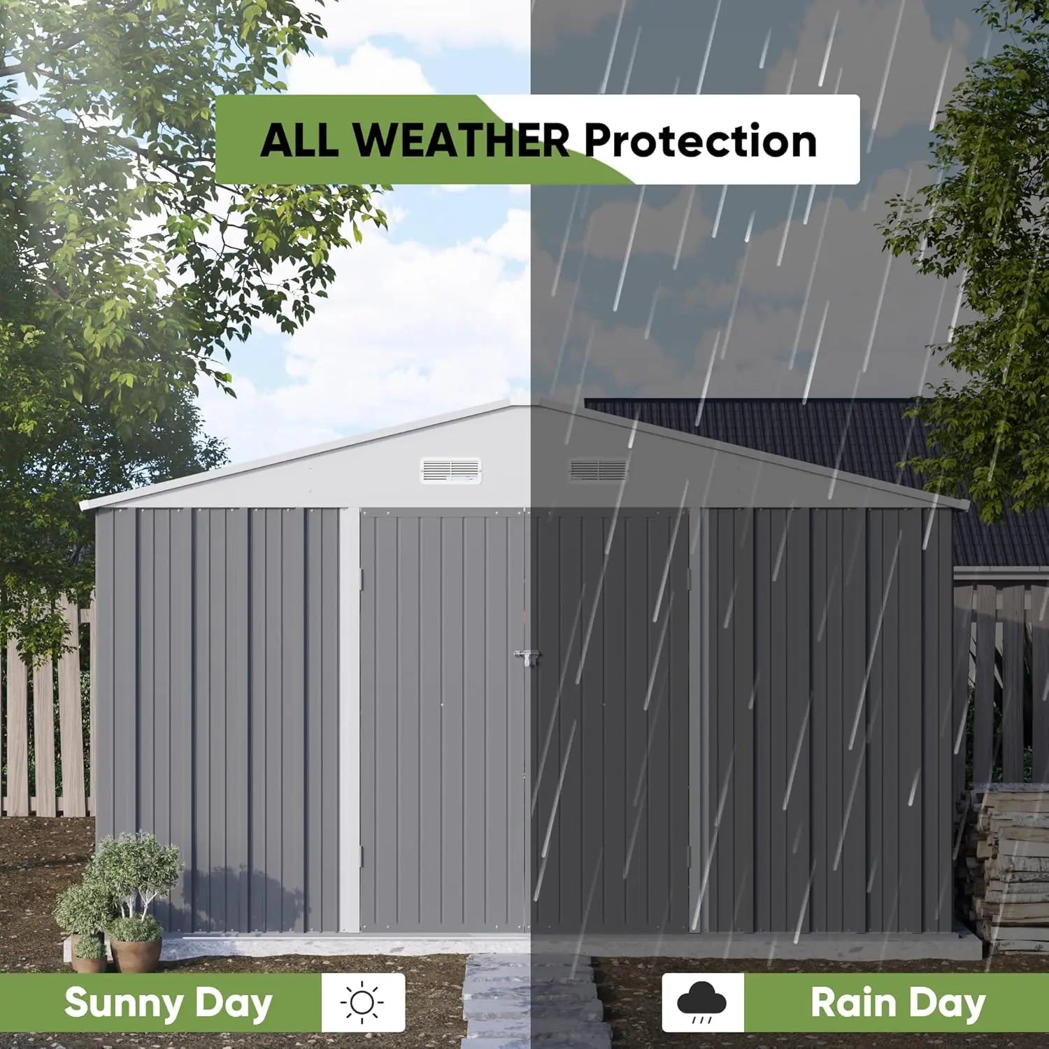 10x10ft Metal Outdoor Storage Shed Lockable
