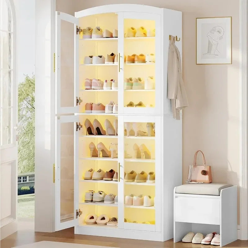 9 Tier Shoe Storage Cabinet with Glass Doors
