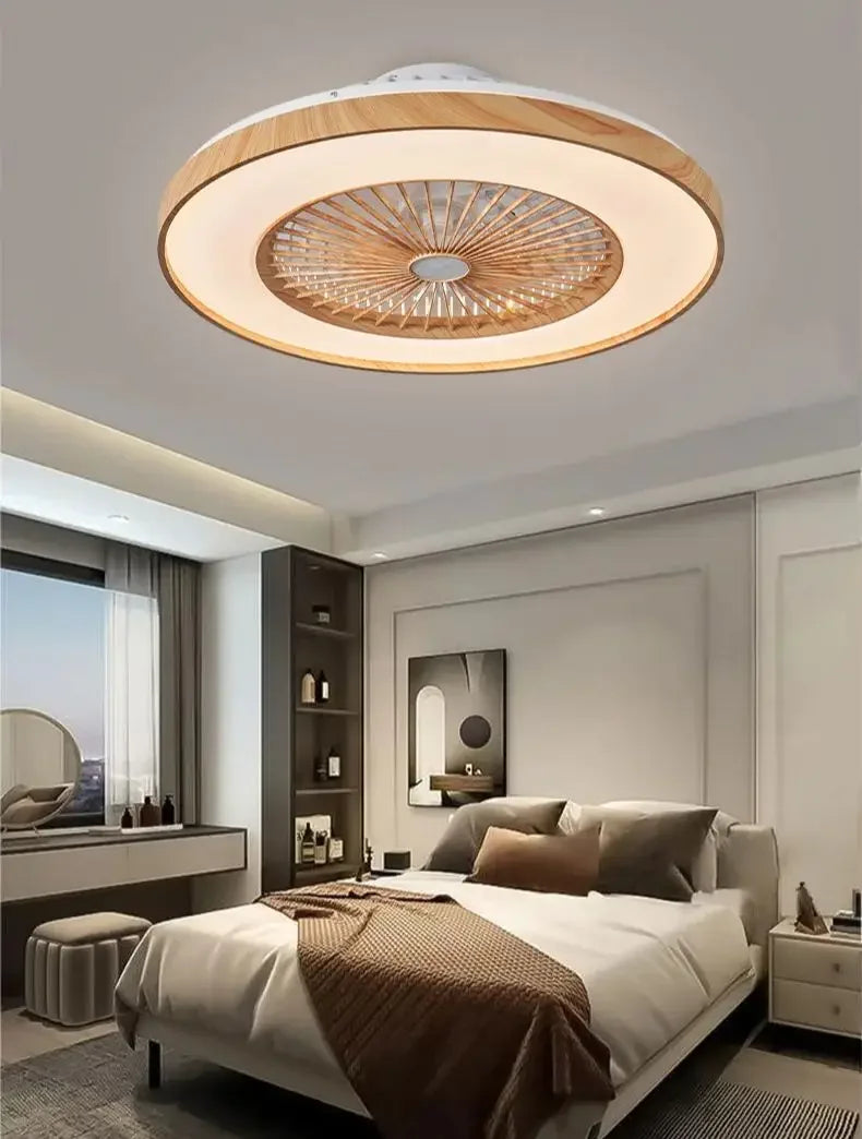 Wood grain Ceiling electric fan light