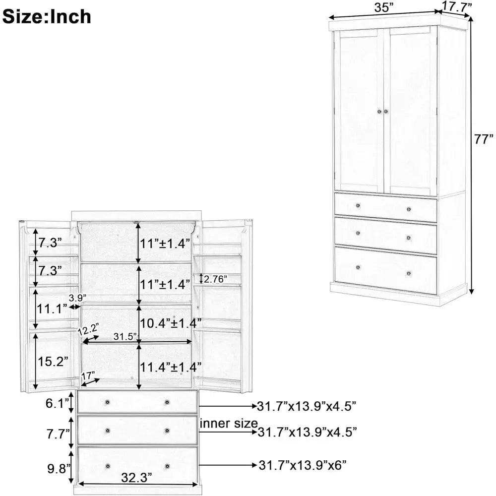 Tall Kitchen Pantry Cabinet with Adjustable Shelves