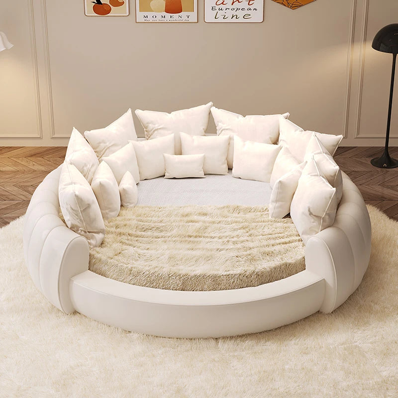 Genuine Leather Bed Round King Size