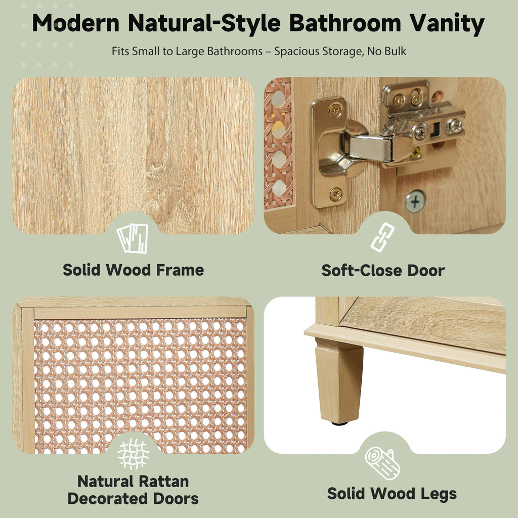 48in Natural Rattan Bathroom Vanity