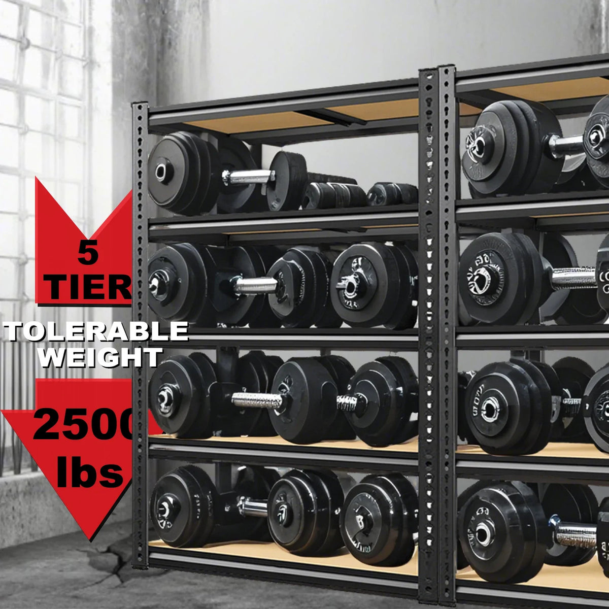 72"/60"H Garage Shelving Storage Shelves, 2000LBS Capacity