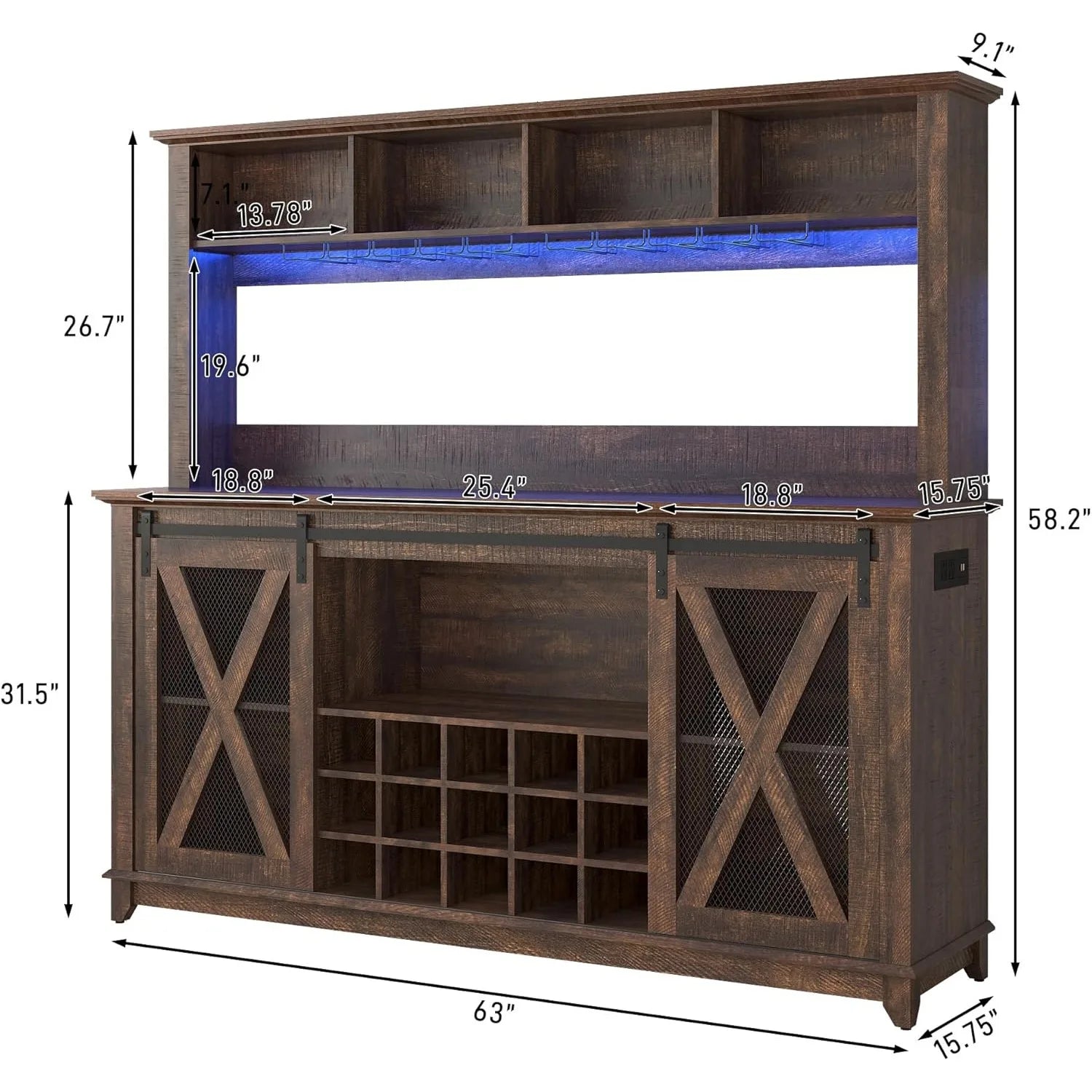 Coffee Wine Buffet Cabinet with LED