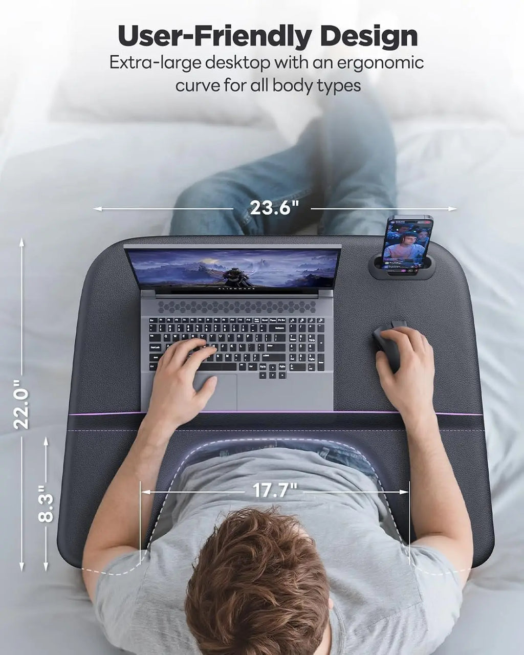 Adjustable Lap Desk for Bed with Armrests,