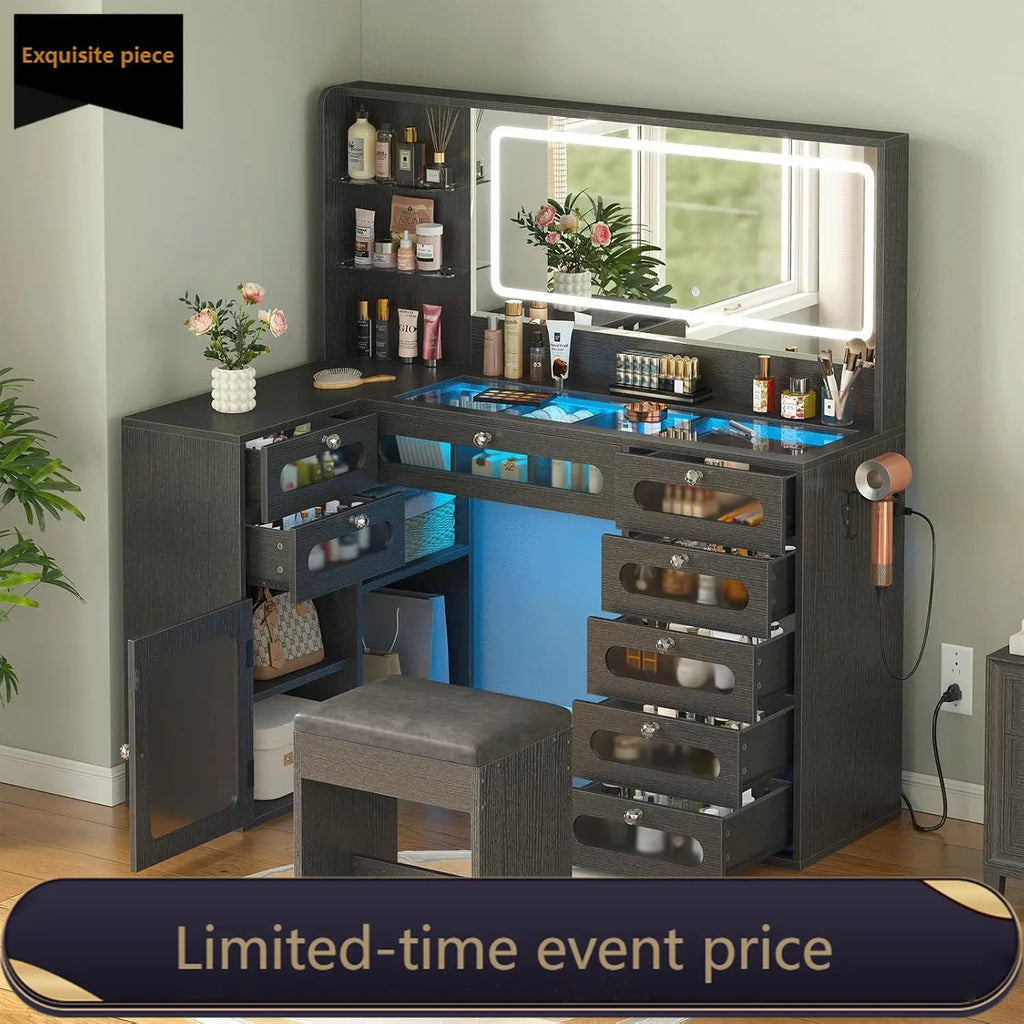 Makeup Vanity for Women with Mirror and Lights, 8 Drawers