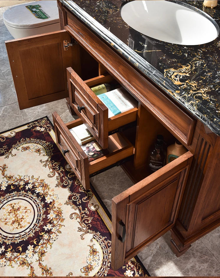 American Red Oak Solid Wood Bathroom Cabinet and Storage Mirror Cabinet