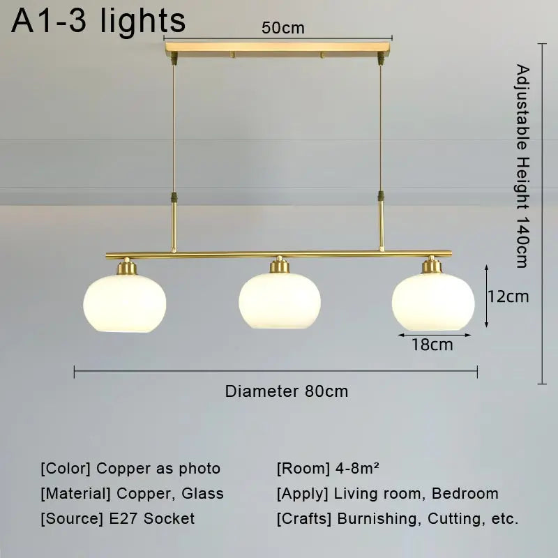 Modern Real Copper Glass Ball Ceiling Chandelier