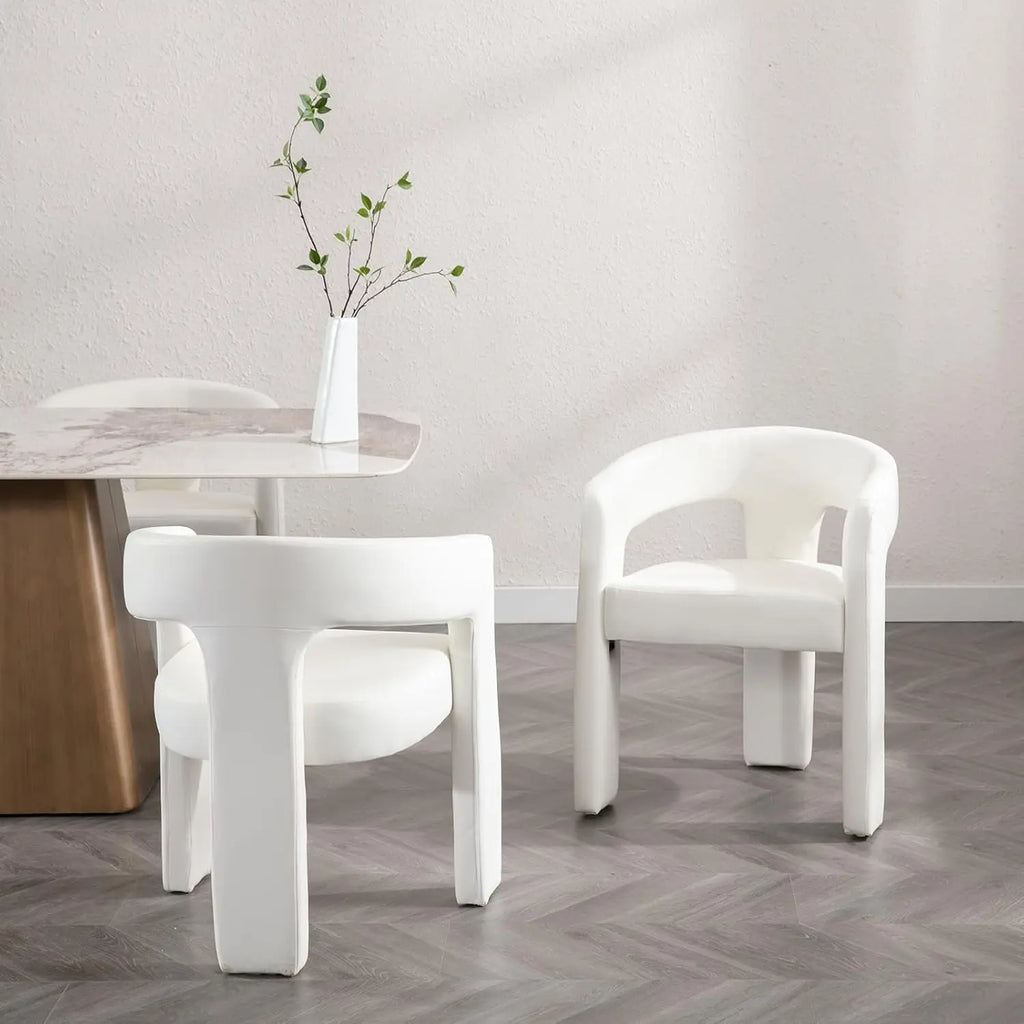 Upholstered Barrel Dining Chair Faux Leather