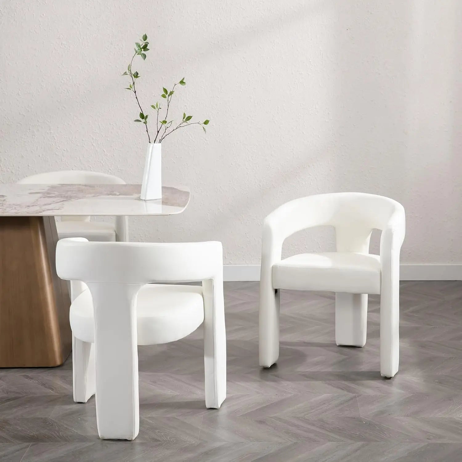 Upholstered Barrel Dining Chair Faux Leather