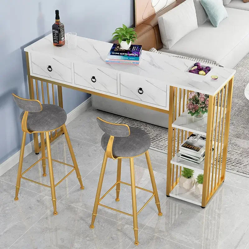 Wall-mounted Counter Height Bar Tables with Drawers