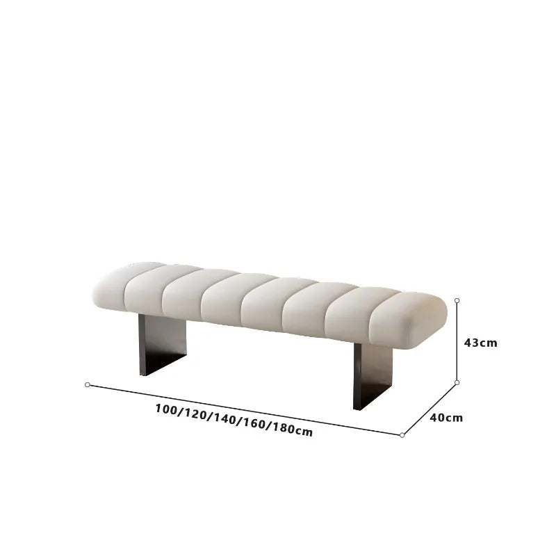 Modern Channel-Tufted Upholstered Bench, Minimalist Padded Ottoman Seat, Low Profile End-of-Bed Bench for Entryway, Bedroom