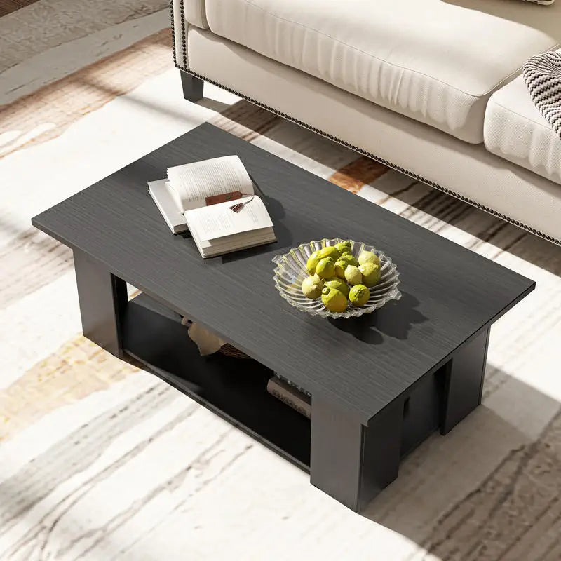 Large 2-tier Modern Wooden Coffee Table