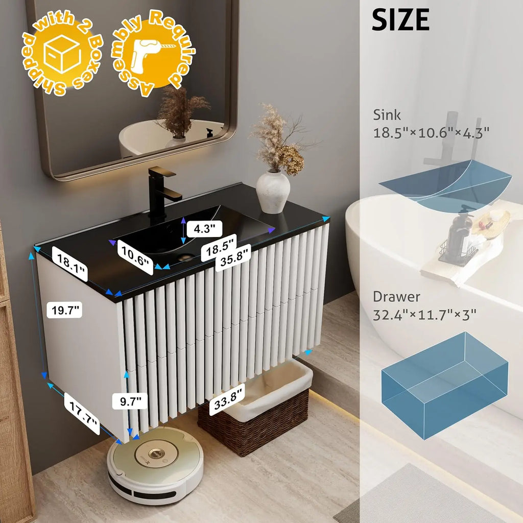 36" Floating Bathroom Vanity with Sink Combo,