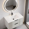 36 Inch Wall Mounted Floating Vanity with Ceramic Sink and Drawers