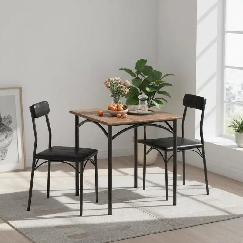 3-Piece Dining Table Set Square Kitchen Table and 2 Chairs
