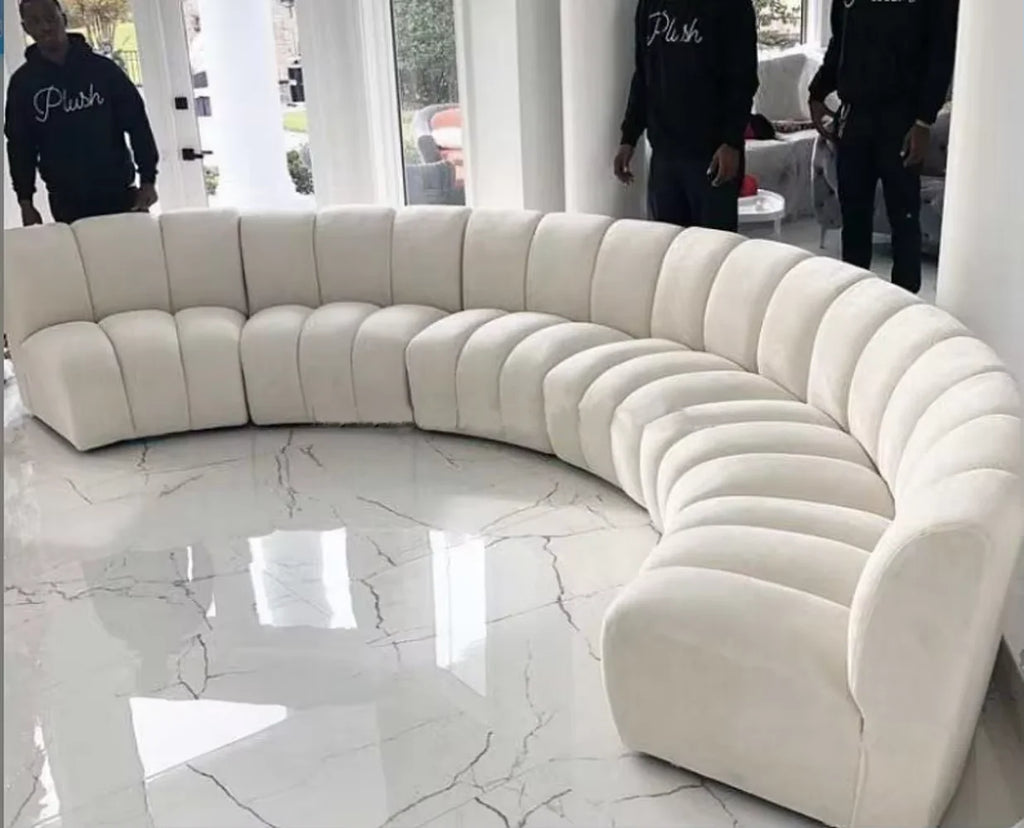 Modern Channel C-Shape Sofa Set