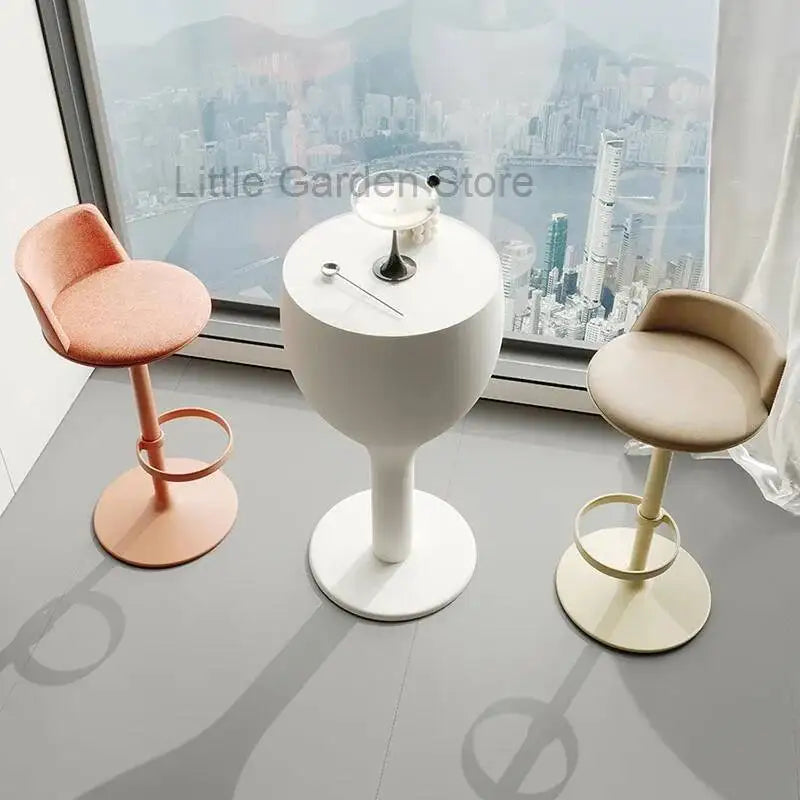 White Round Minimalist Bar Dining Table Counter Height