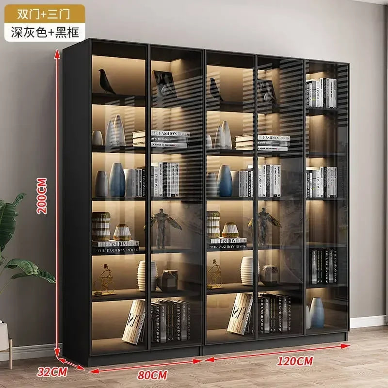 Modern Living Room Cabinet Bookcase with Glass Door Display
