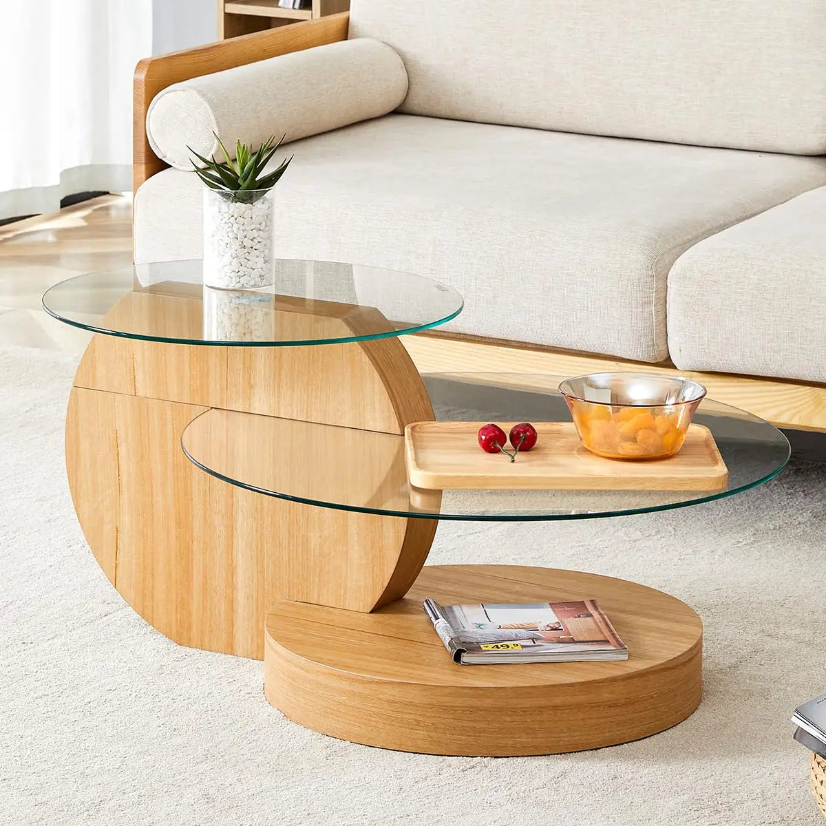Glass 3 Tier Round Coffee Table